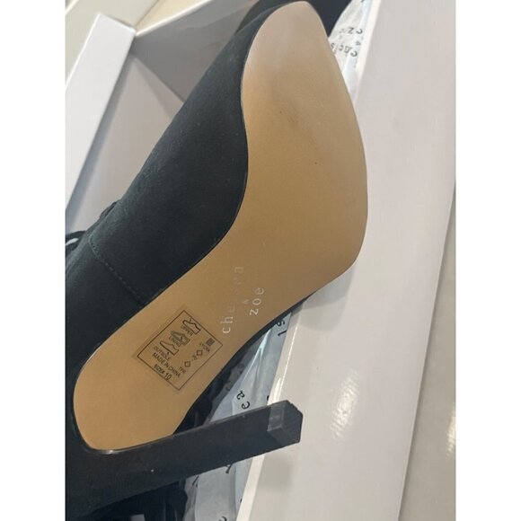 Chelsea & Zoe Pauline Lace-Up Boots in Black Microfiber 10 New with Box Womens - Picture 4 of 5